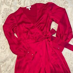 NWOT Hot Pink Faux Wrap Evening Dress